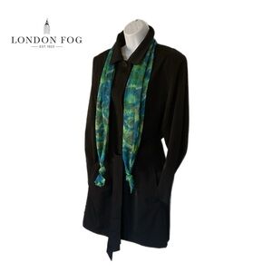 London Fog Classic Ladies Trench Coat L Black Zip Front Pockets Belt